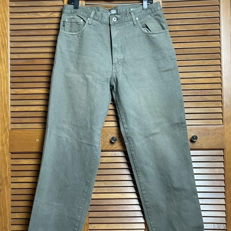 Moschino Men's Green and Silver Jeans