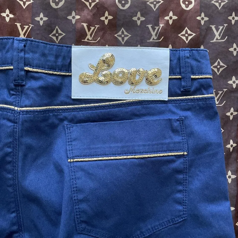 Moschino Men's Blue and Gold Jeans
