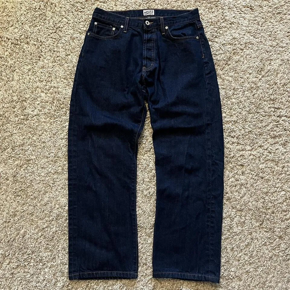 Naked & Famous Denim Men's Navy and Blue Jeans