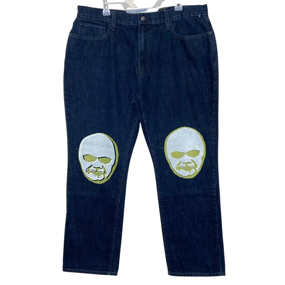 Nautica Men's Navy and Yellow Jeans