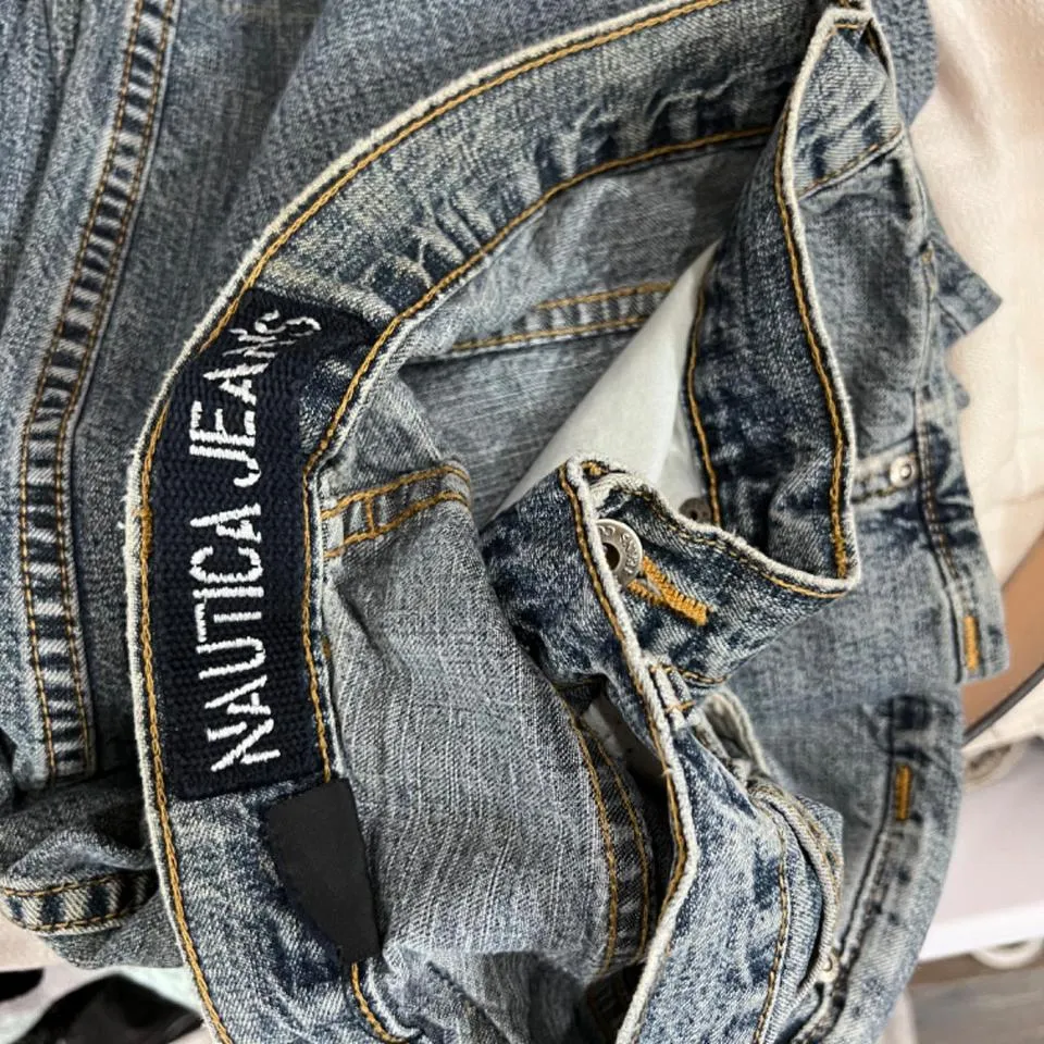 Nautica Men's Grey and Blue Jeans