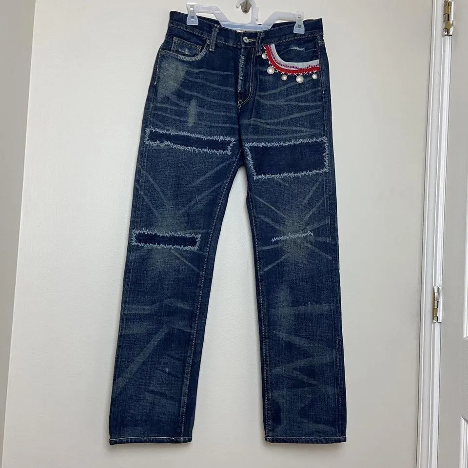 Neighborhood Men's Blue and Navy Jeans