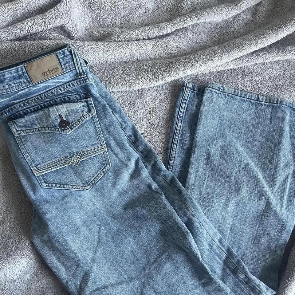 Nike Men's White and Blue Jeans