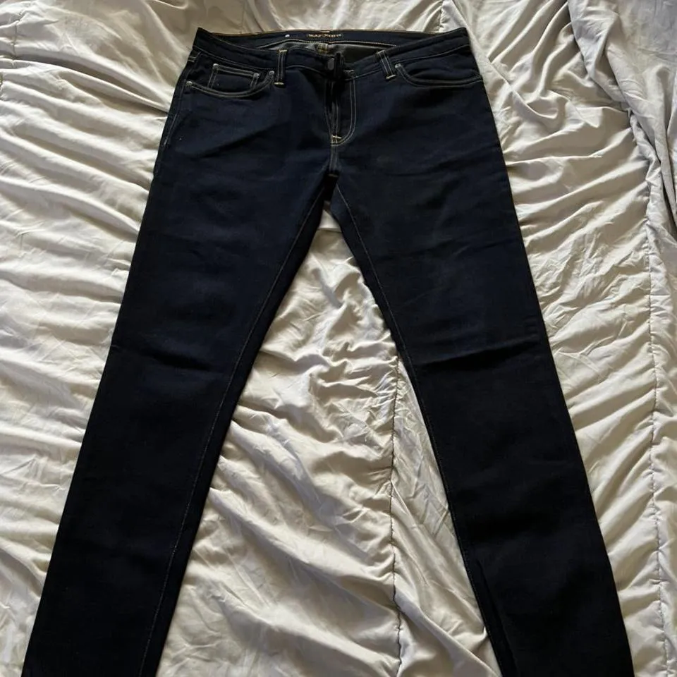 Nudie Jeans Men's Black and Blue Jeans