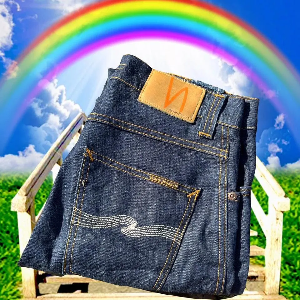 Nudie Jeans Men's Orange and Blue Jeans