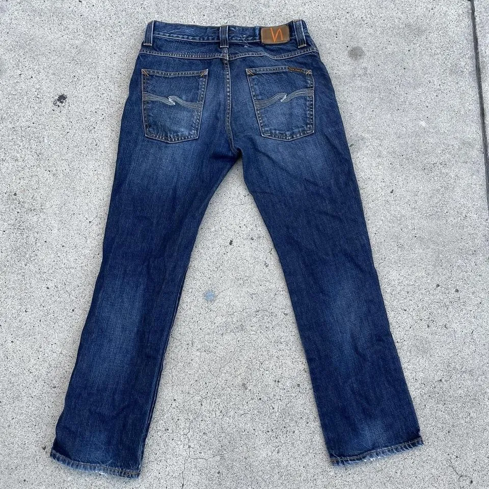 Nudie Jeans Men's Navy and Blue Jeans