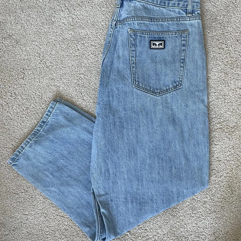 Obey Men's Blue and White Jeans