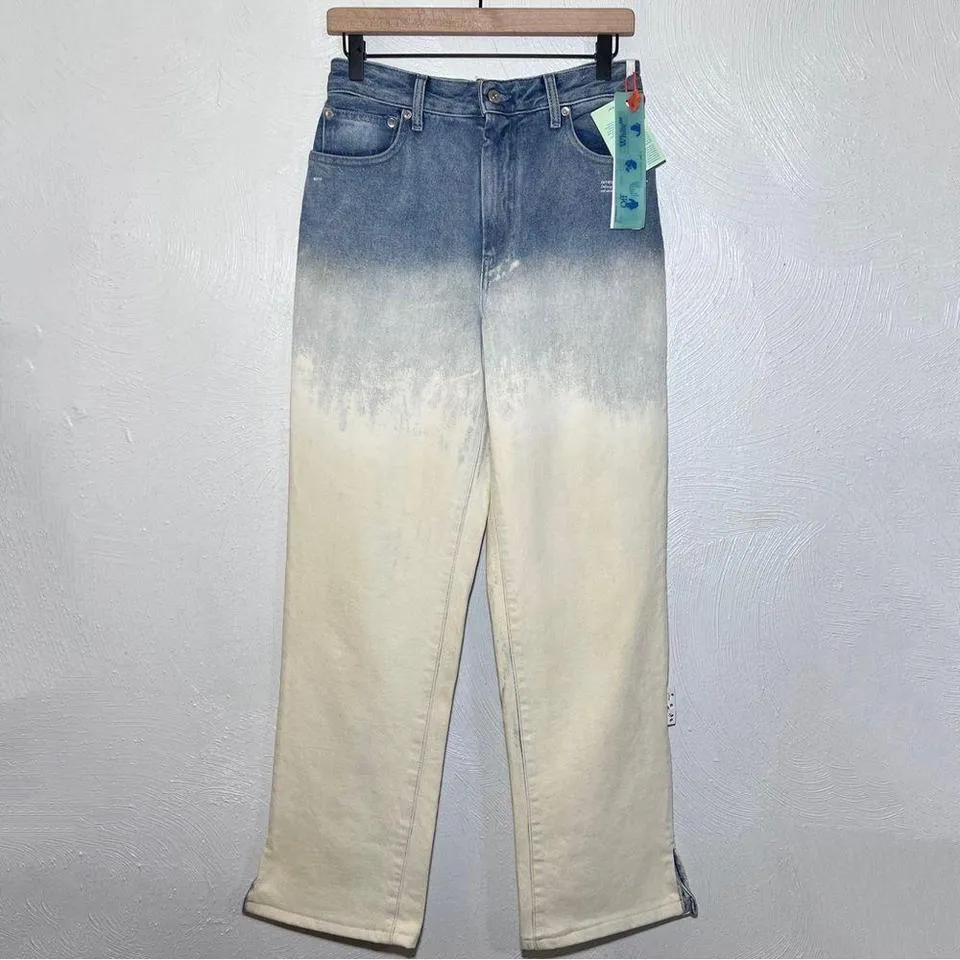 Off-White Men's White and Blue Jeans