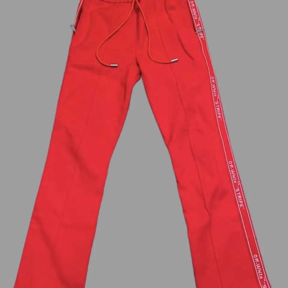 Off-White Men's Red and White Jeans