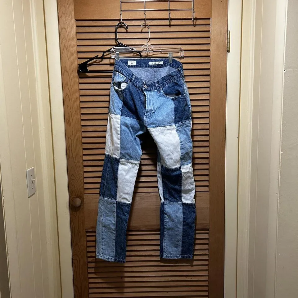 PacSun Men's Blue and White Jeans
