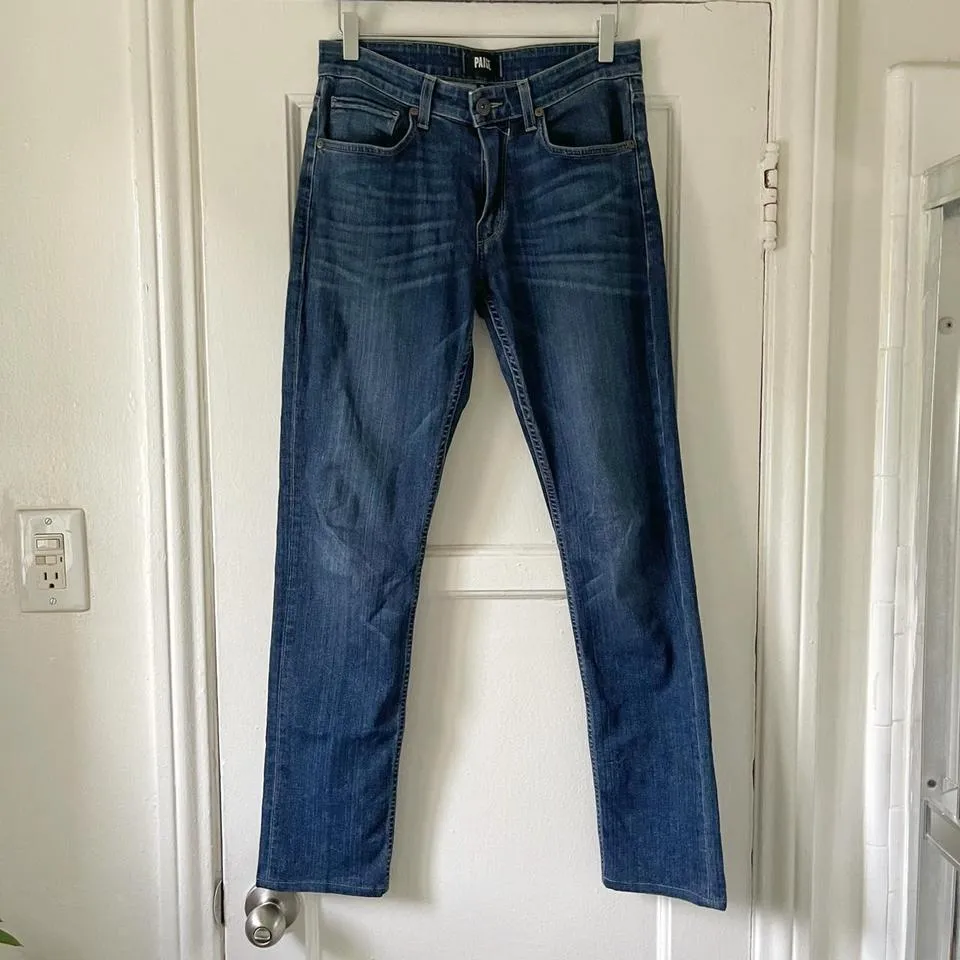 PAIGE Men's Navy and Blue Jeans