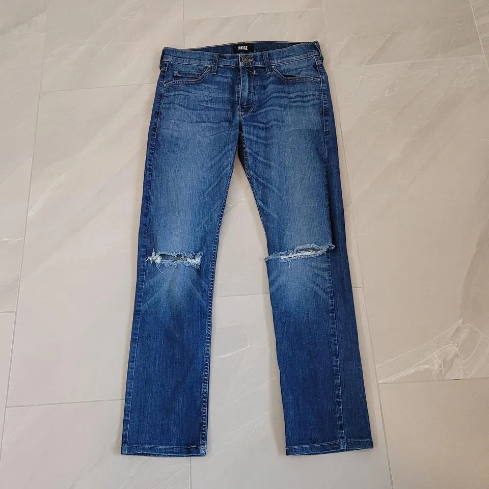PAIGE Men's Blue and White Jeans