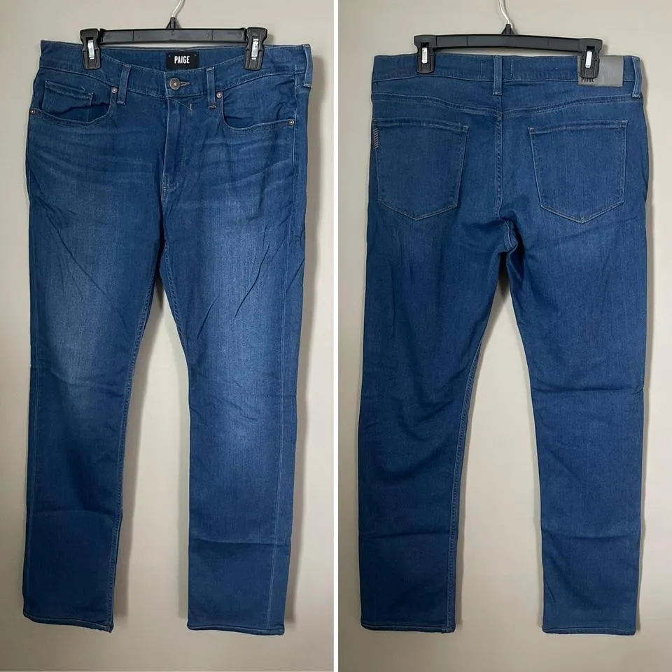 PAIGE Men's Navy and Blue Jeans