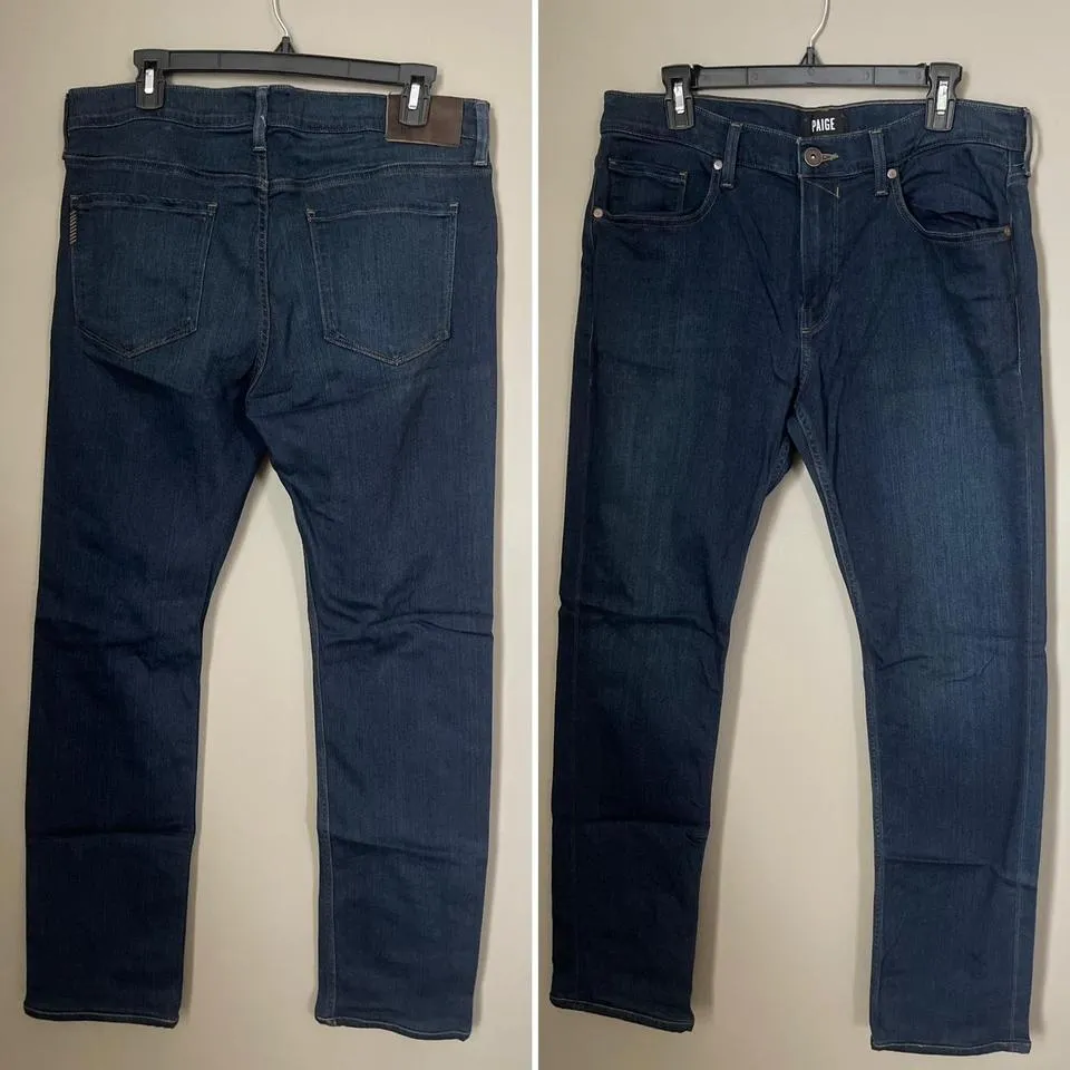 PAIGE Men's Navy and Blue Jeans