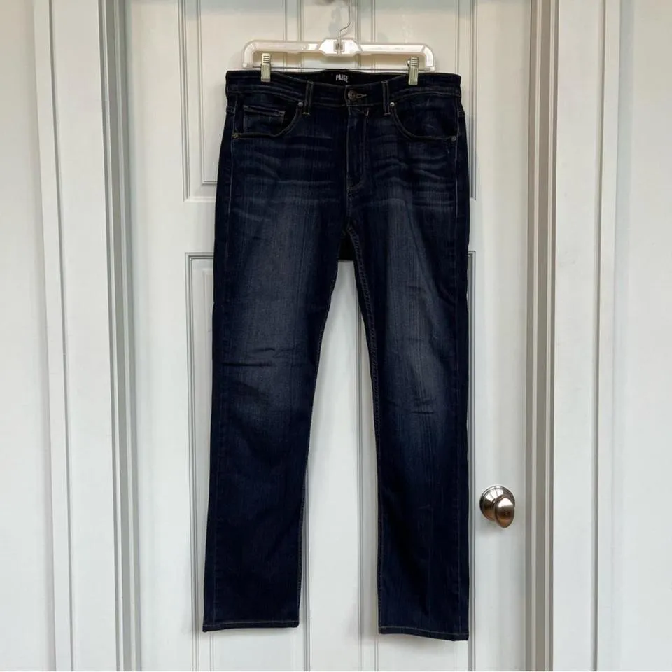 PAIGE Men's Navy and Blue Jeans