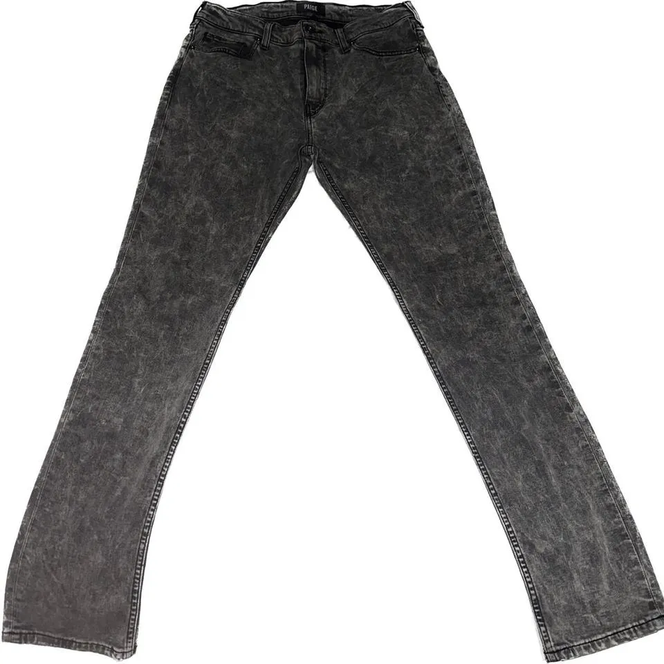 PAIGE Men's Grey and Silver Jeans