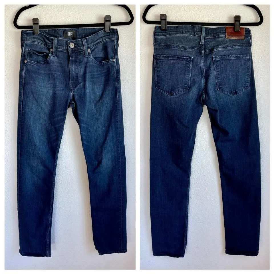 PAIGE Men's Navy and Blue Jeans
