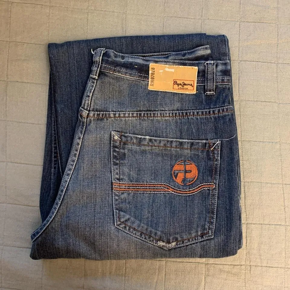 Pepe Jeans Men's Blue and Orange Jeans