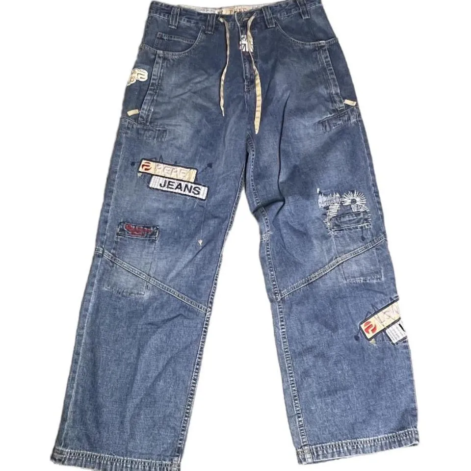 Pepe Jeans Men's Blue and Cream Jeans