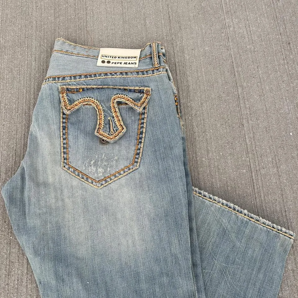 Pepe Jeans Men's Blue and Tan Jeans
