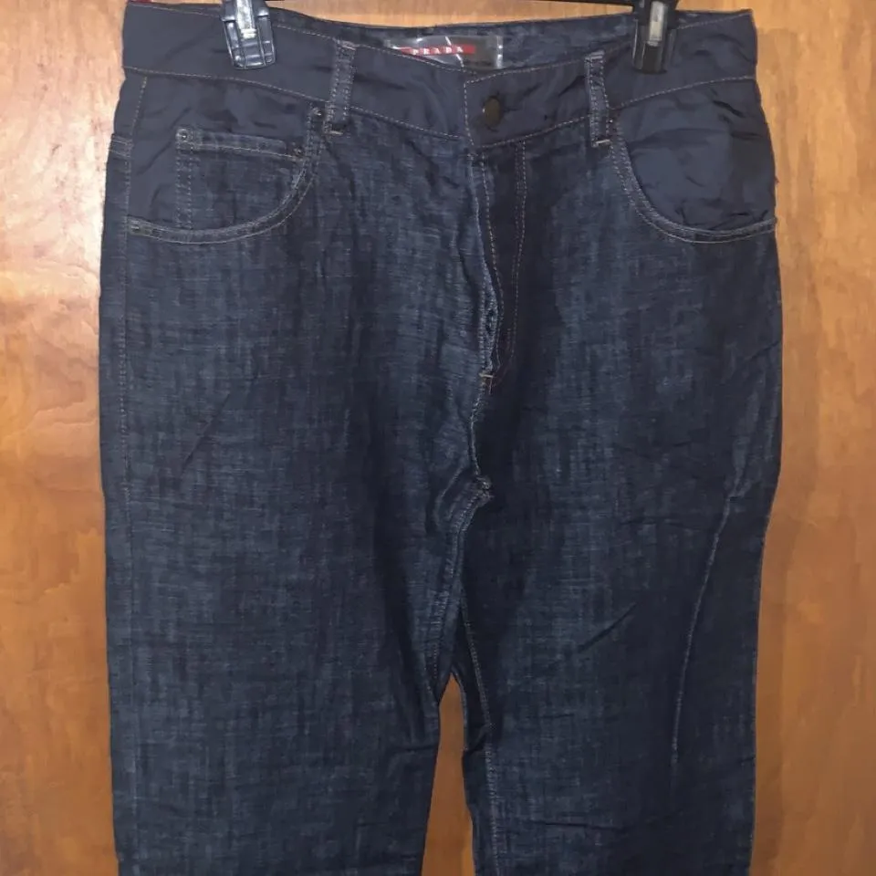 Prada Men's Navy and Red Jeans