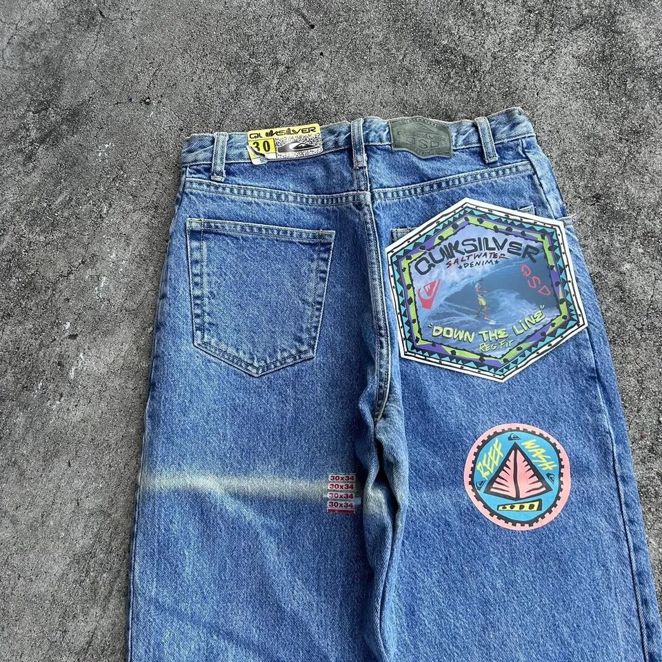 Quiksilver Men's Blue and Orange Jeans