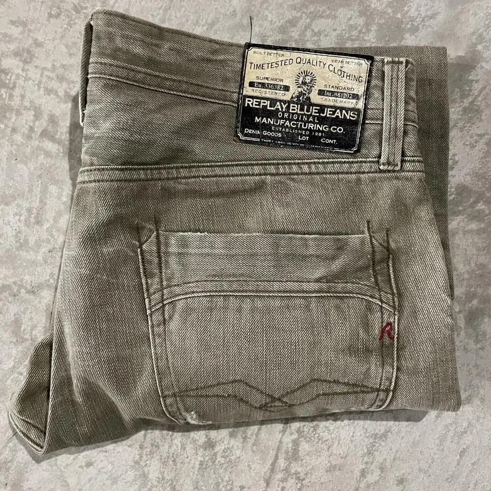 Replay Men's Green and Tan Jeans