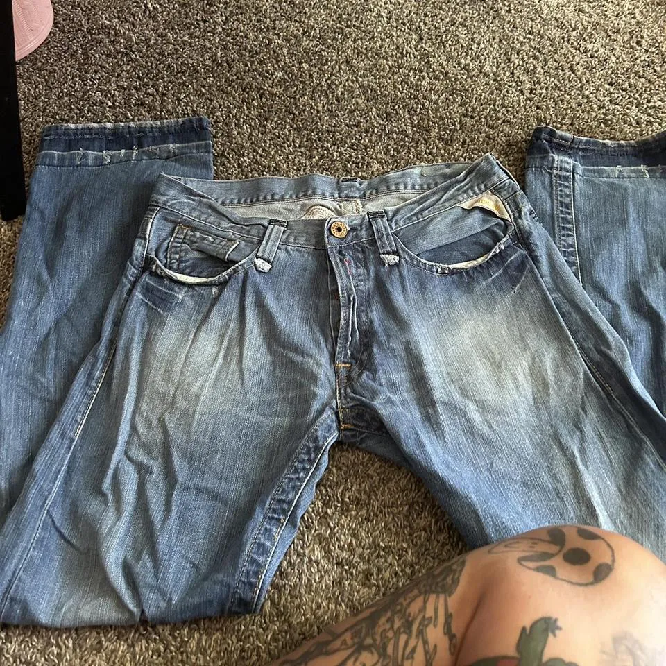 Replay Men's Orange and Blue Jeans