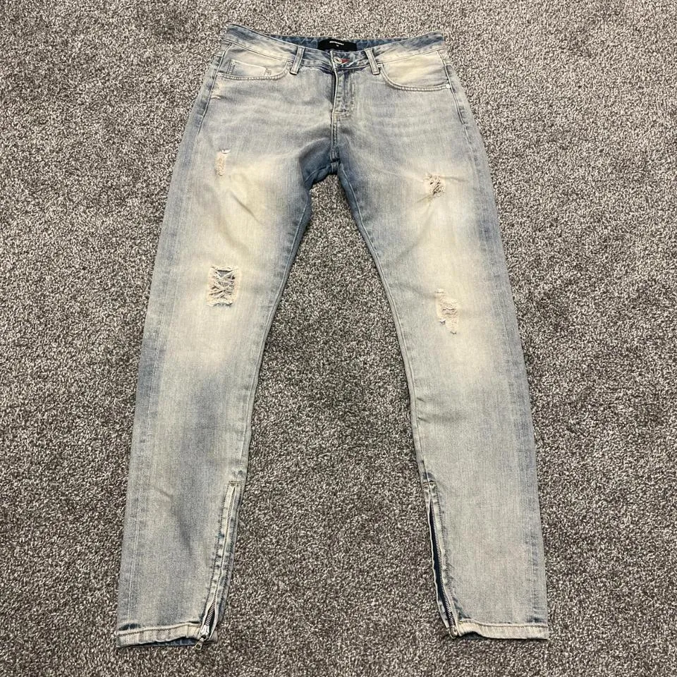 Represent Men's Blue and Cream Jeans