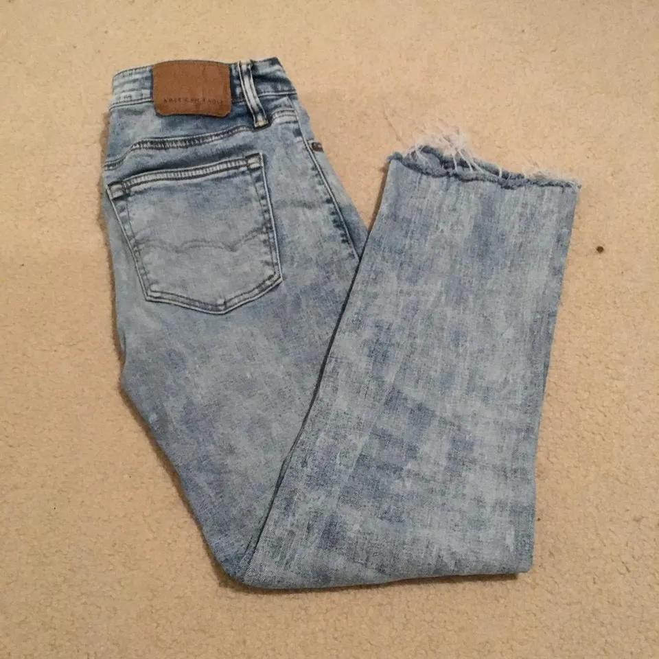Represent Men's White and Blue Jeans