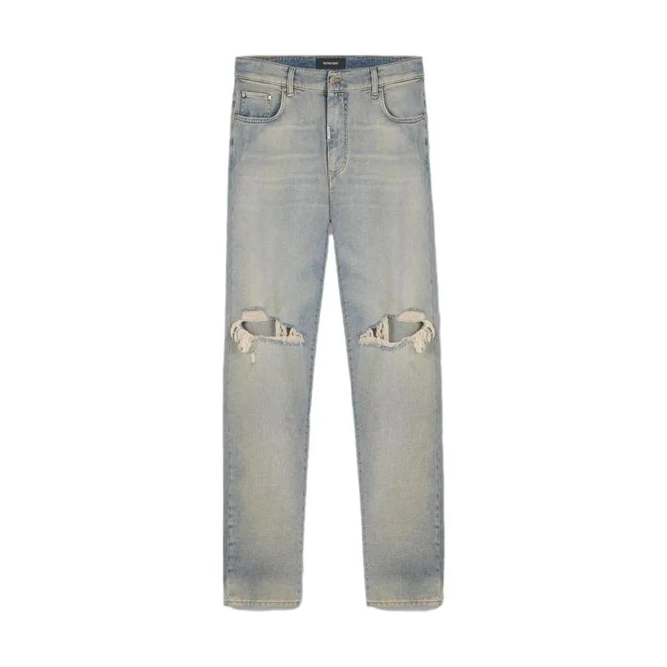 Represent Men's Grey and Blue Jeans