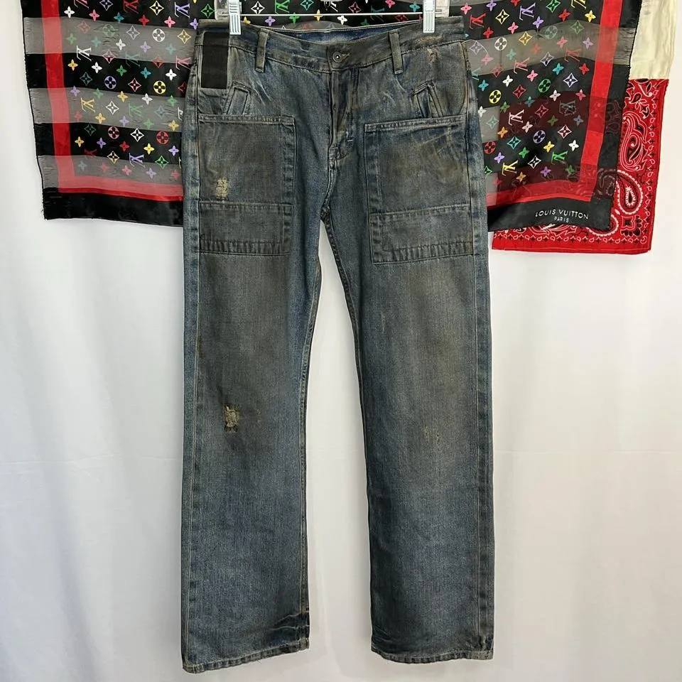 Rick Owens Men's Blue and Brown Jeans