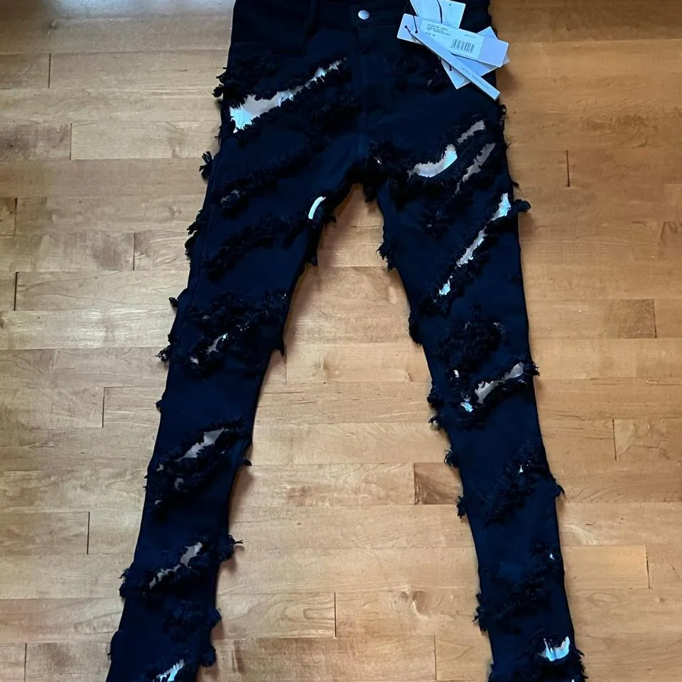 Rick Owens Men's Black and White Jeans