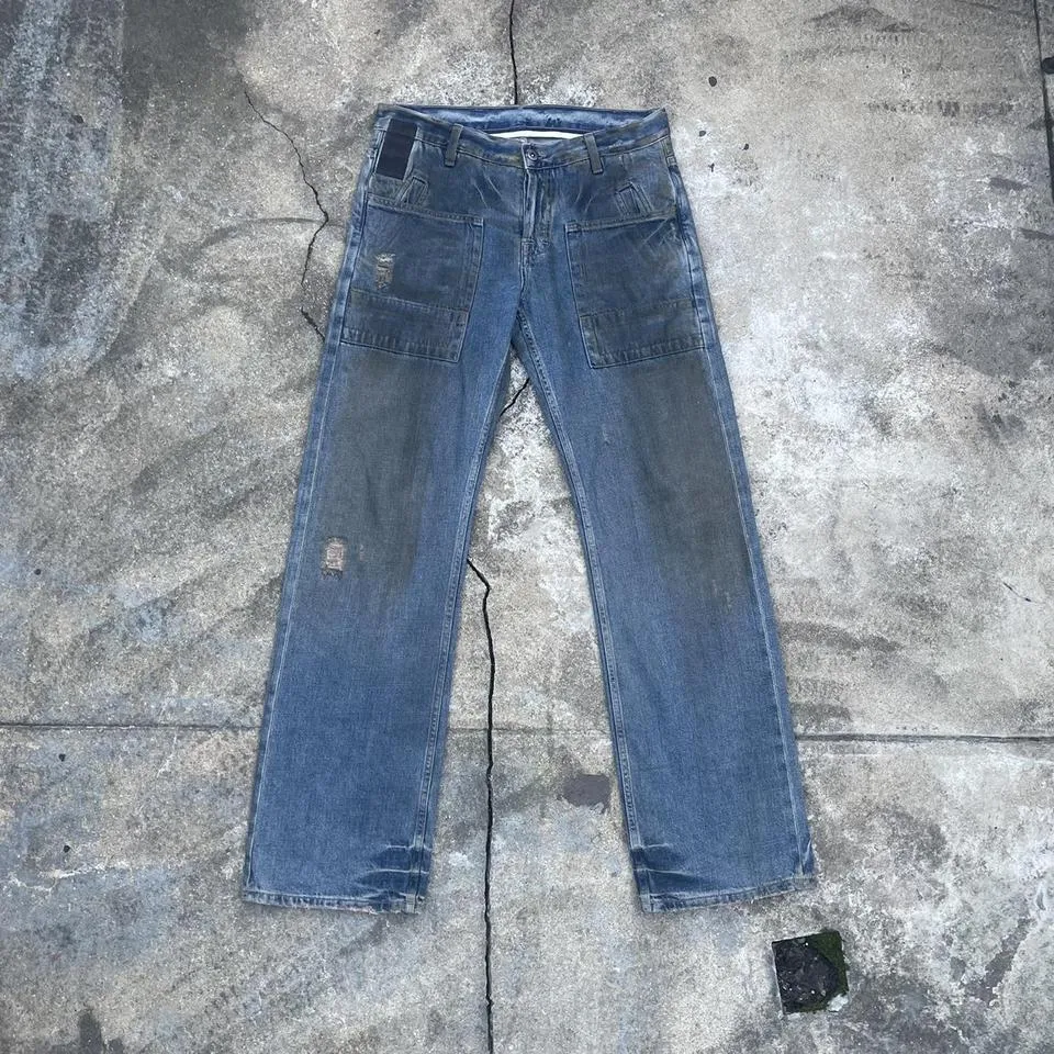 Rick Owens Men's Blue and Navy Jeans