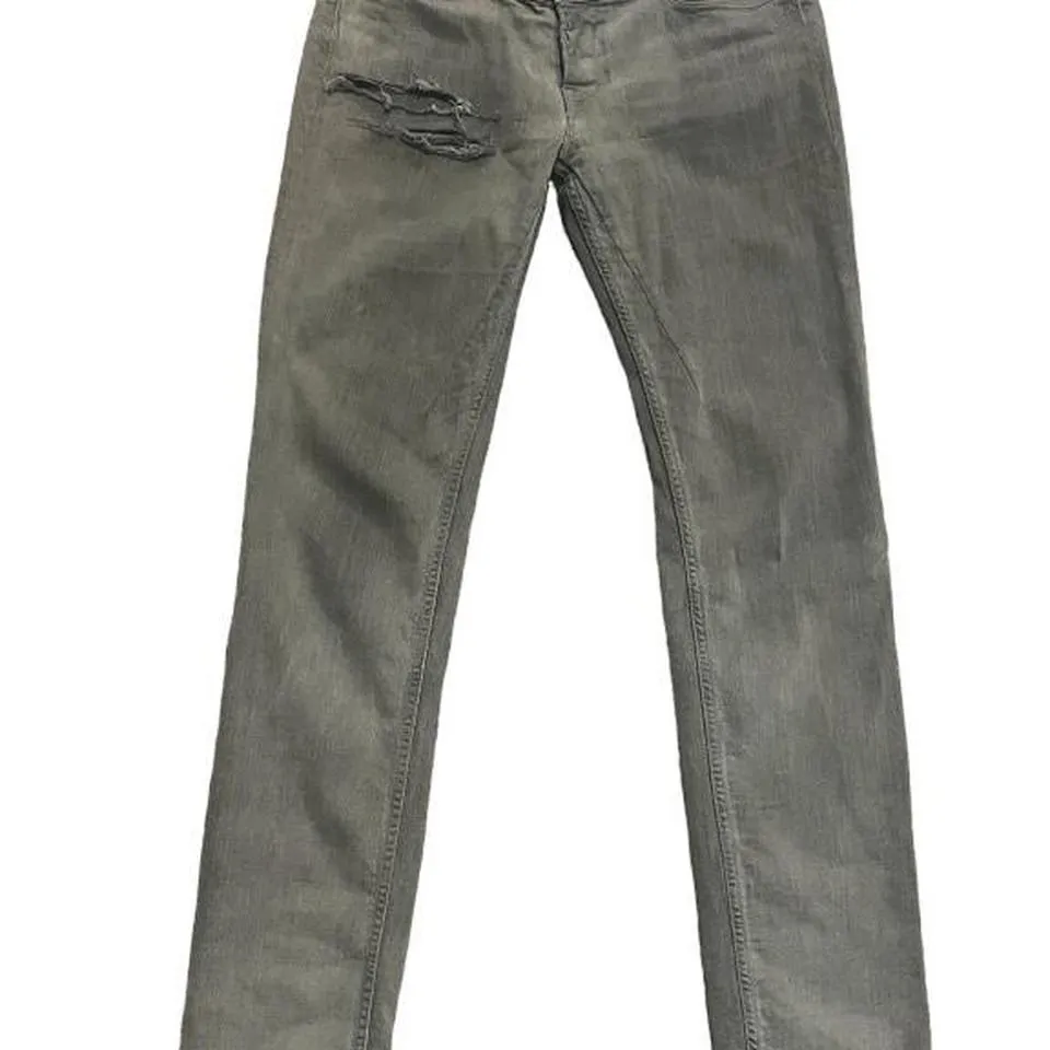 Rick Owens Men's Grey and Blue Jeans