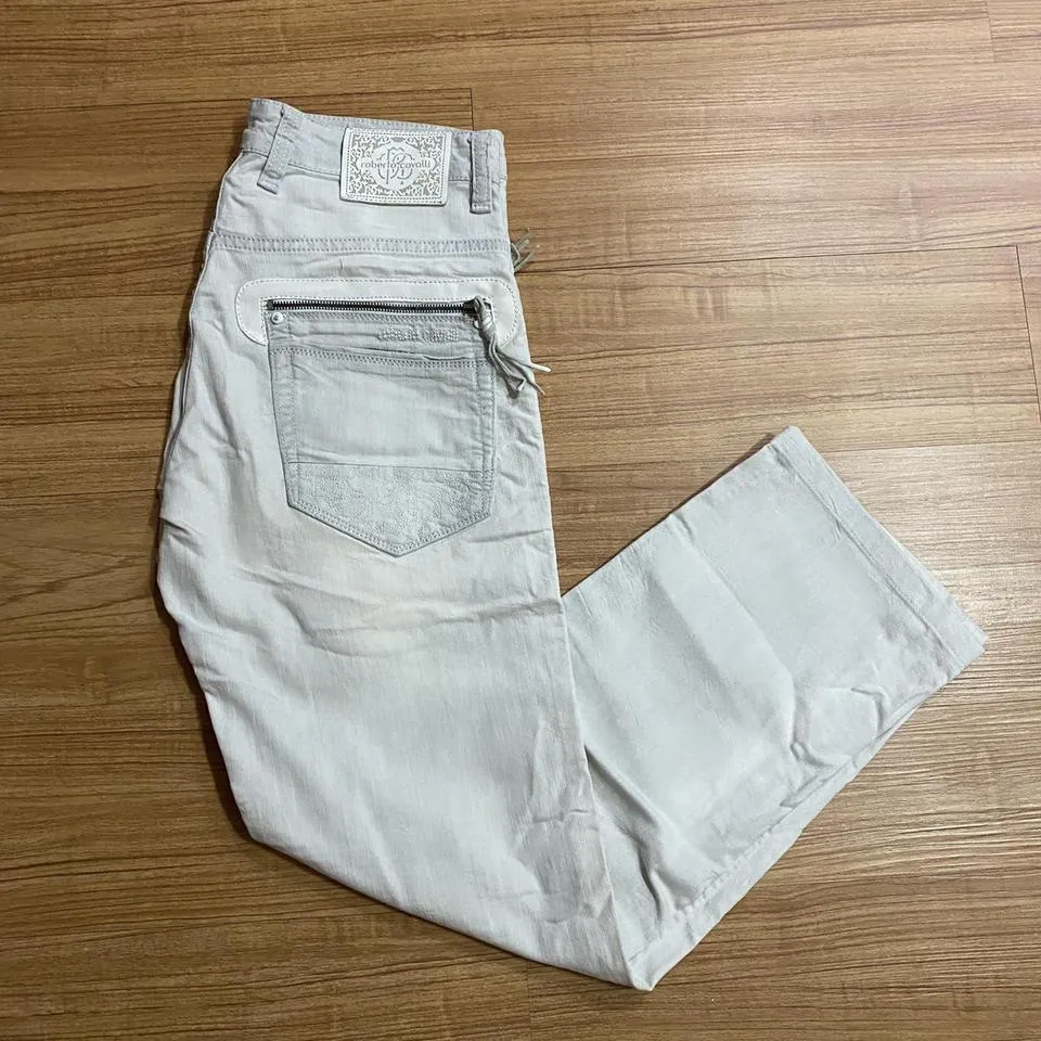 Roberto Cavalli Men's Grey and White Jeans