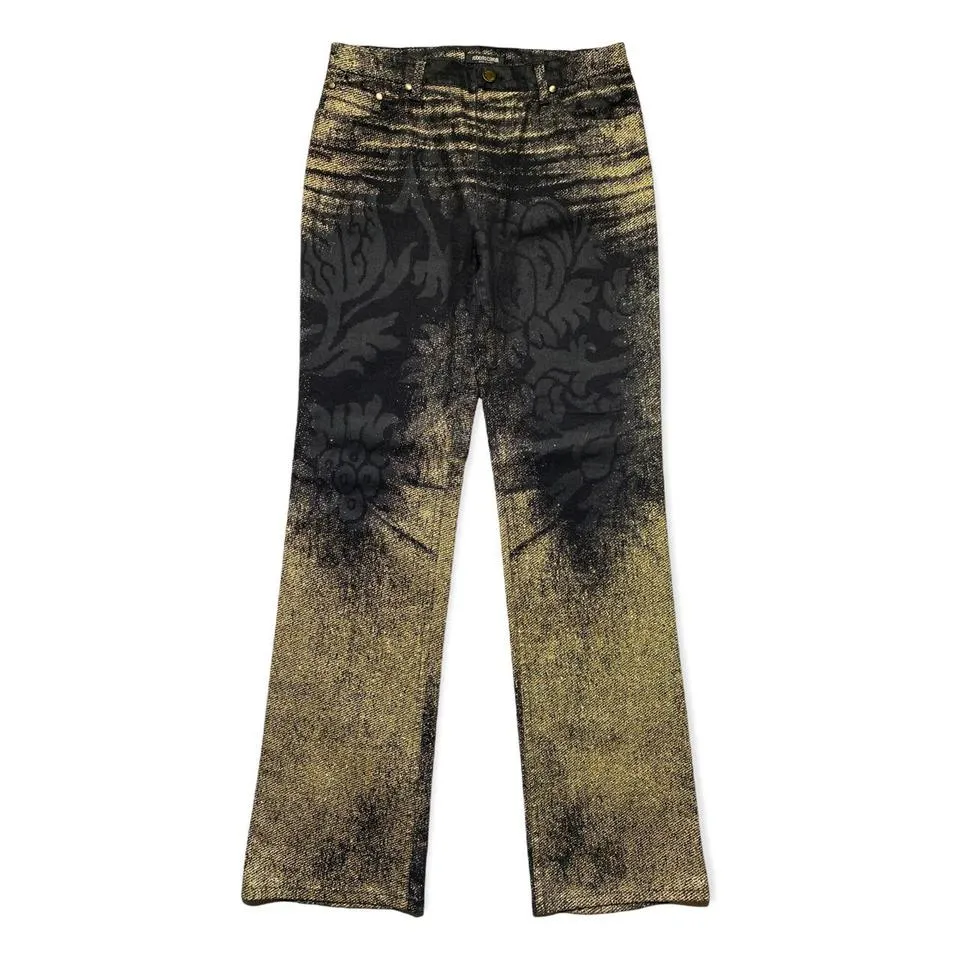 Roberto Cavalli Men's Black and Gold Jeans