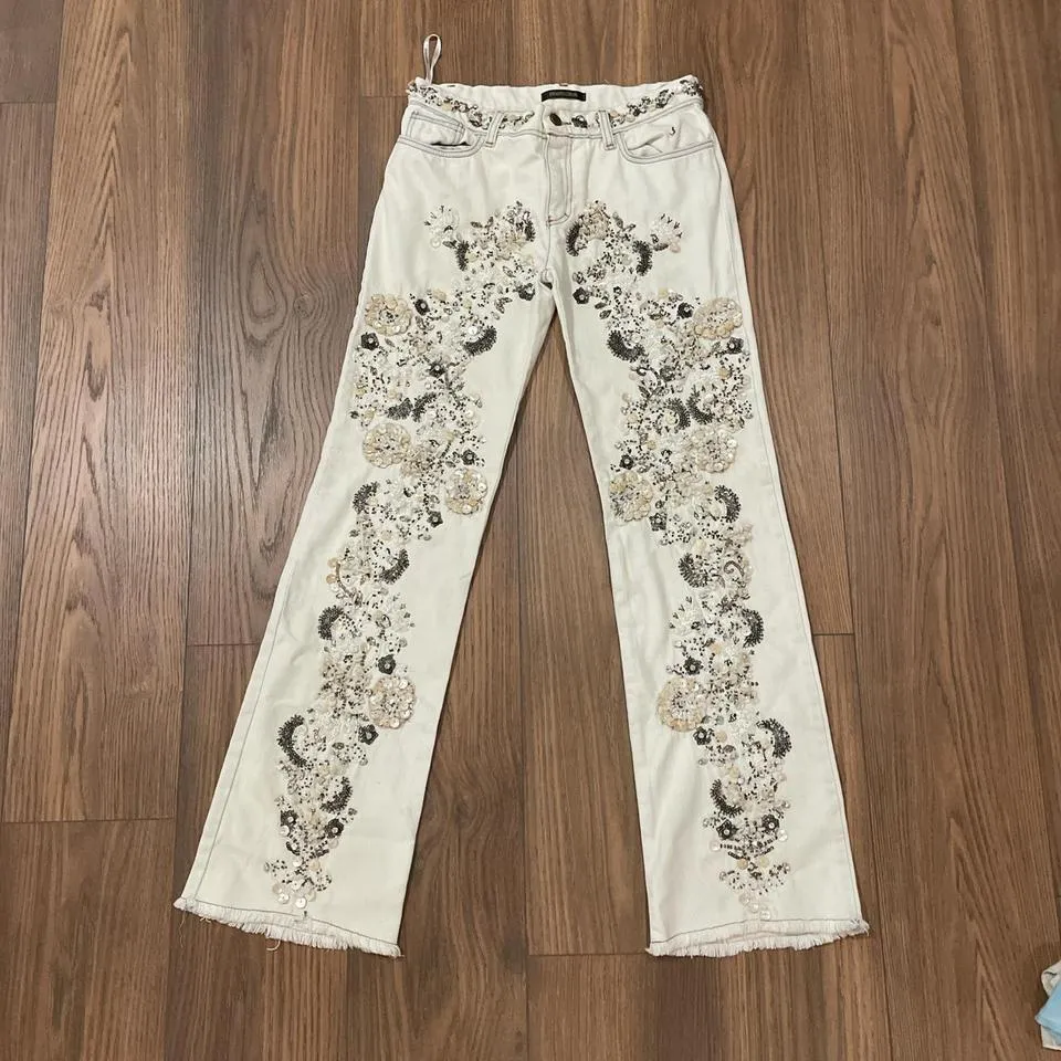 Roberto Cavalli Men's Cream Jeans