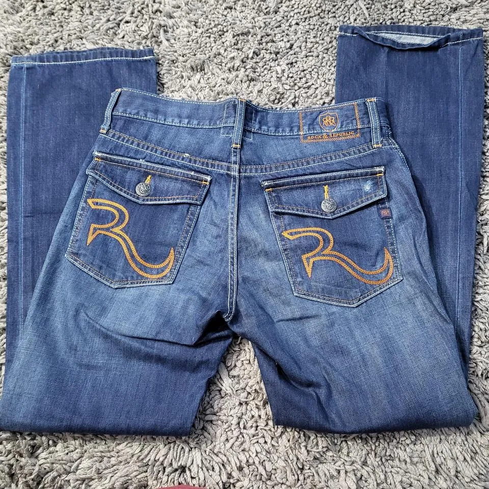 Rock and Republic Men's Navy and Blue Jeans