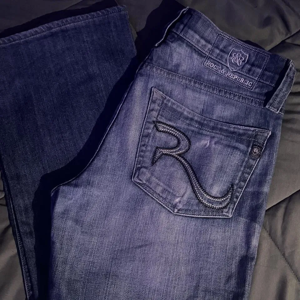 Rock and Republic Men's Blue and Grey Jeans