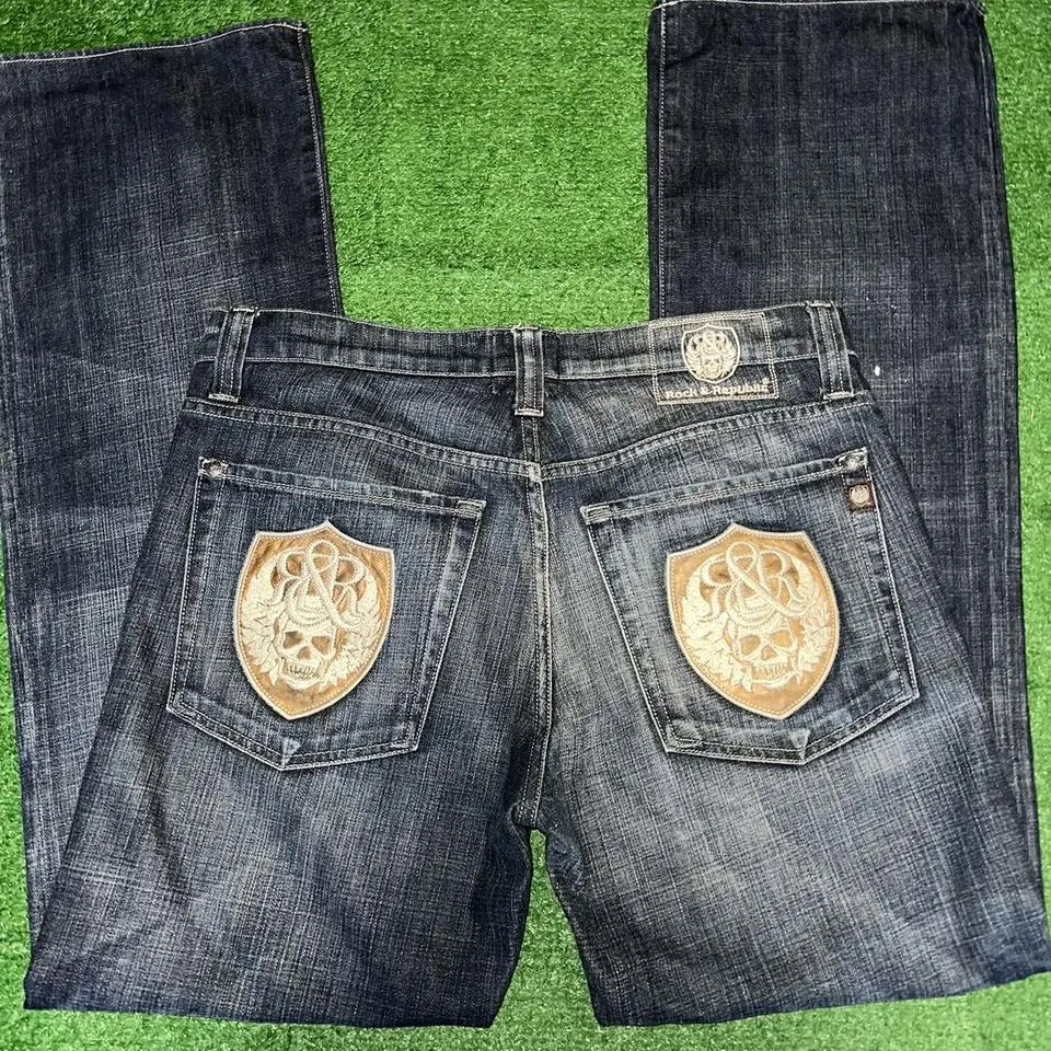 Rock and Republic Men's Blue and Cream Jeans