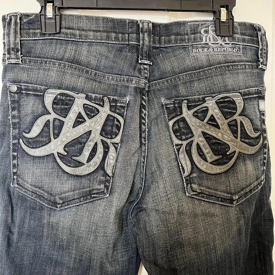 Rock and Republic Men's Blue and Grey Jeans