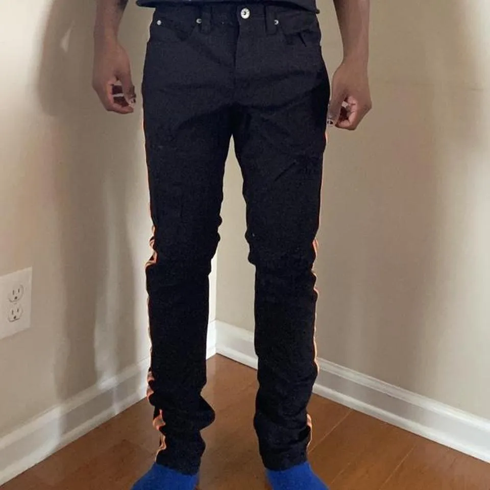 Rogue Territory Men's Black and Orange Jeans