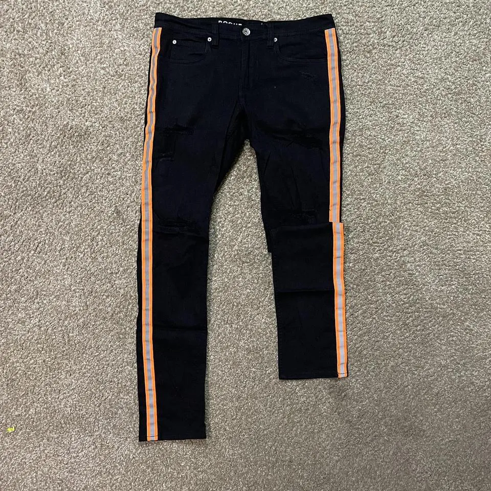 Rogue Territory Men's Black and Orange Jeans