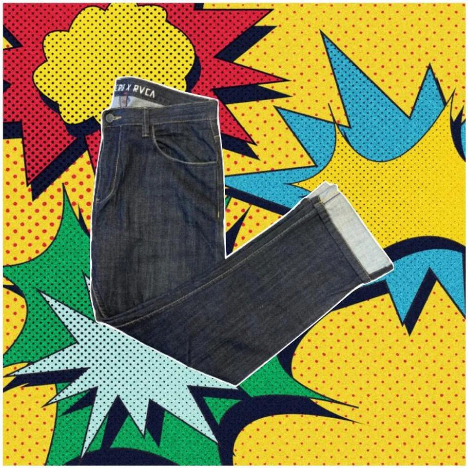 RVCA Men's Blue and Black Jeans