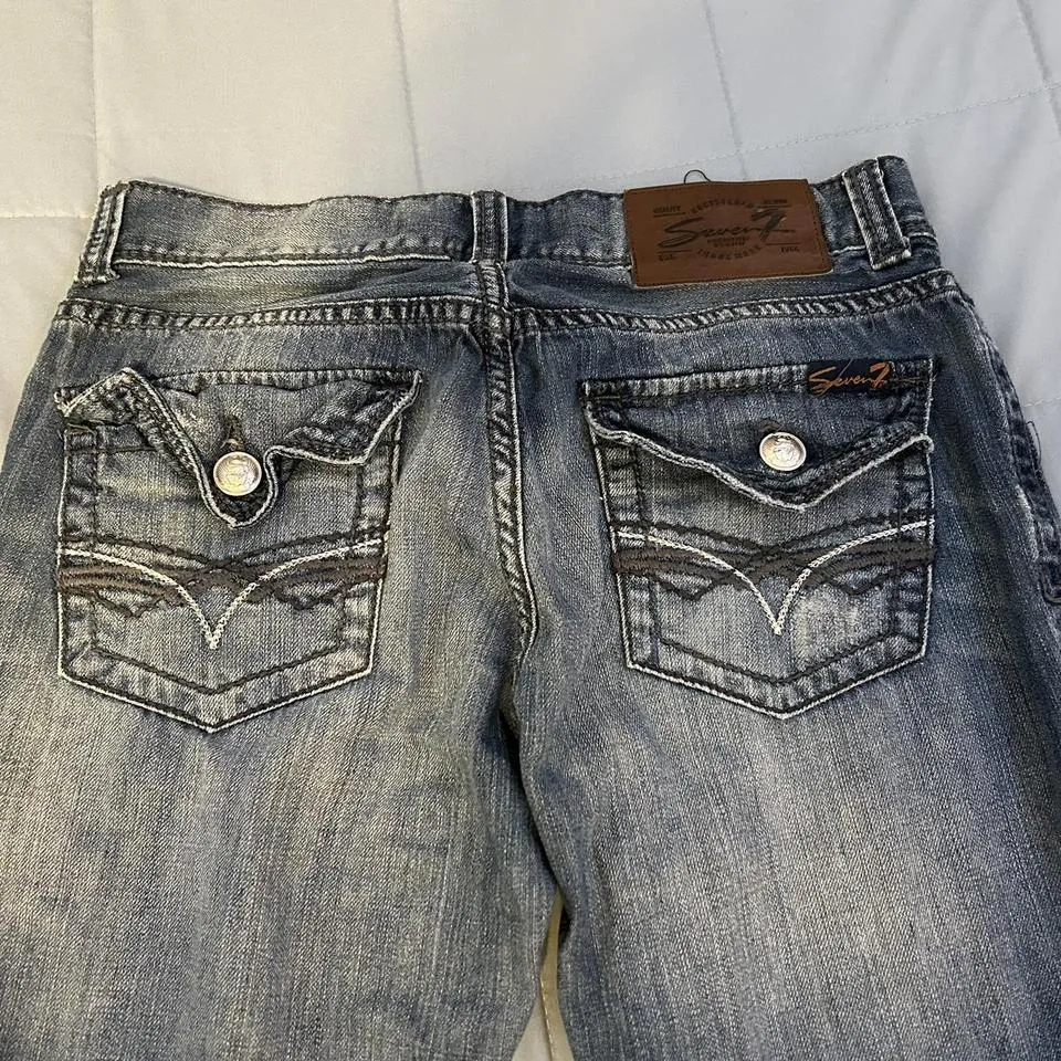 Seven7 Men's Navy and Blue Jeans