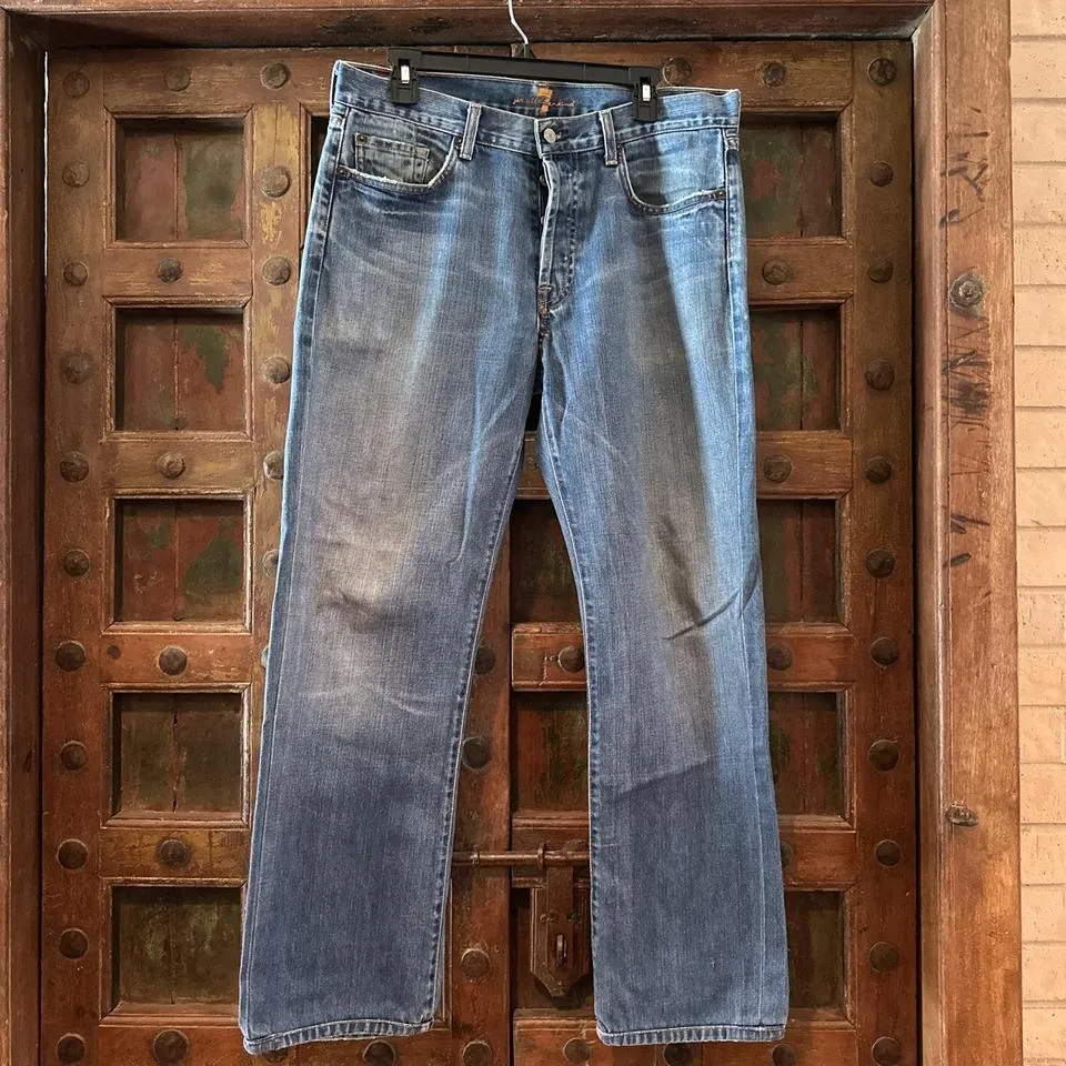 Seven7 Men's Blue and Gold Jeans
