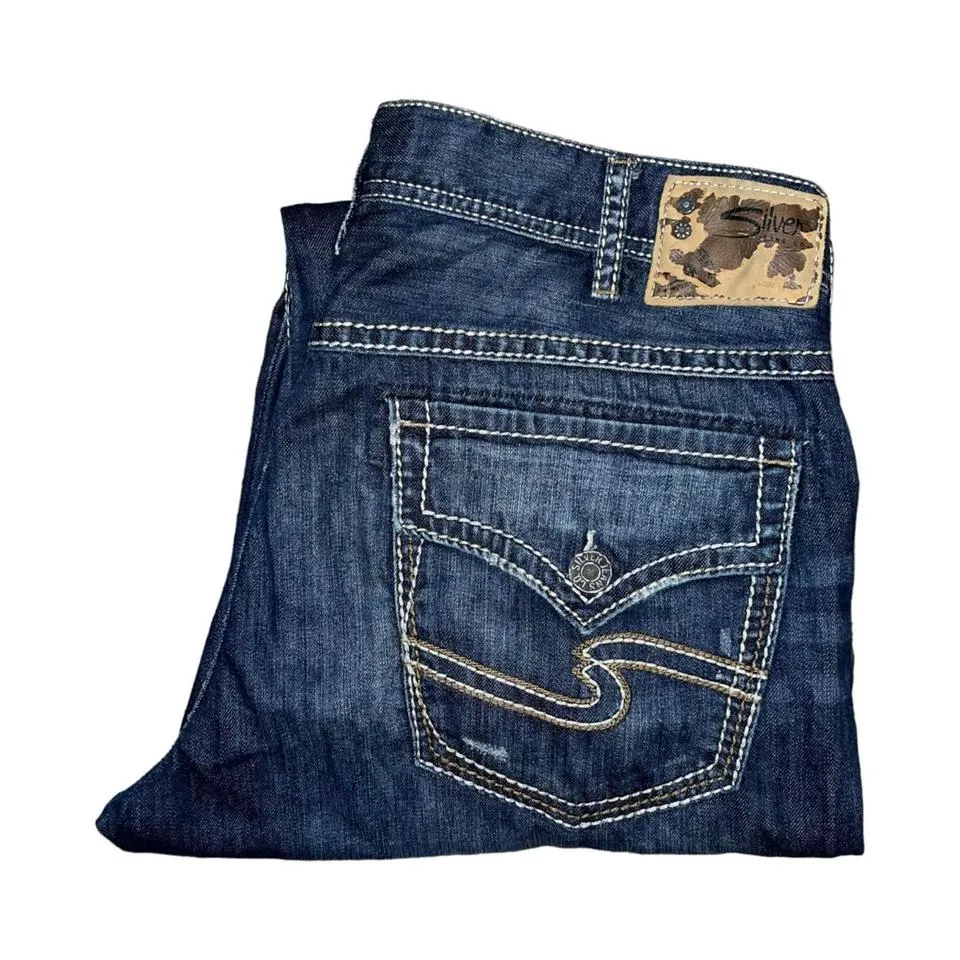 Silver Jeans Co. Men's Blue and Tan Jeans