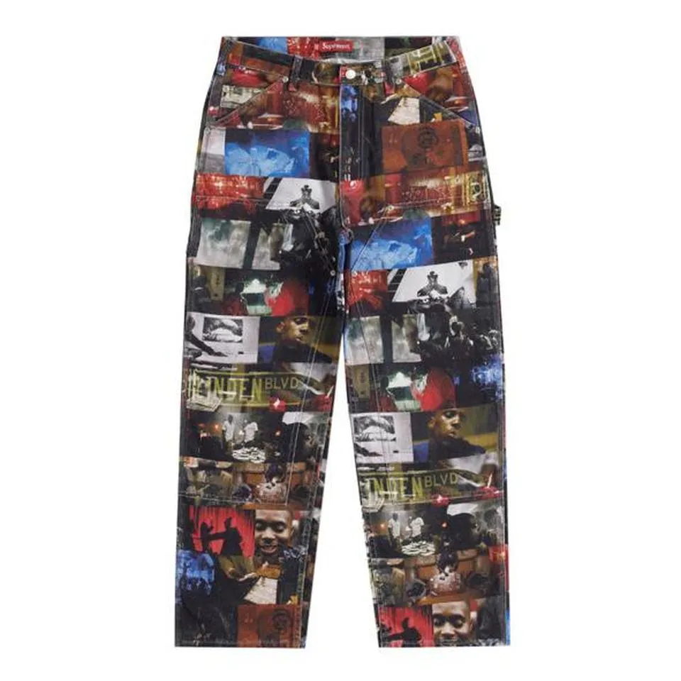 Supreme Men's Black and Red Jeans
