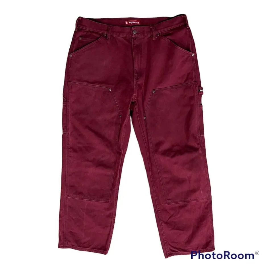 Supreme Men's Red and Burgundy Jeans